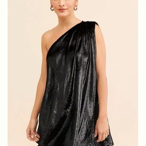 🩷SALE🩷 One-Shoulder Black shimmer velour Dress